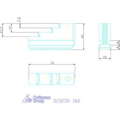 Schunk Lépcsős pofa készlet, 3 darabos, ferde fogazás 160
