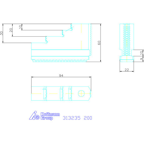 Schunk Lépcsős pofa készlet, 3 darabos, ferde fogazás 200