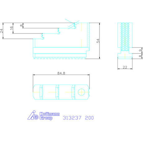 Schunk Lépcsős pofa készlet, 3 darabos, egyenes fogazás 200