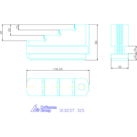 Schunk Lépcsős pofa készlet, 3 darabos, egyenes fogazás 315