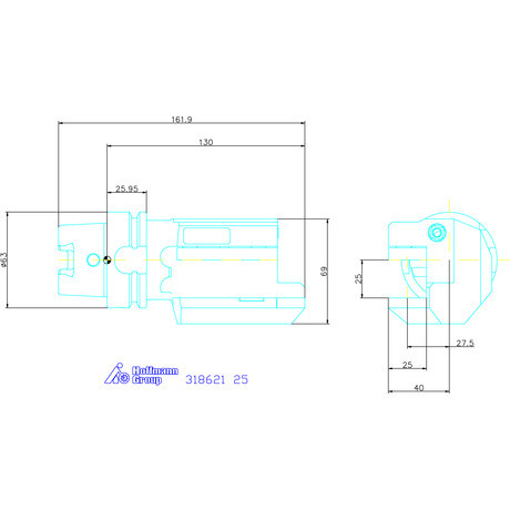 Eco szerszámtartó axiális, 1-szeres, balos 25 mm