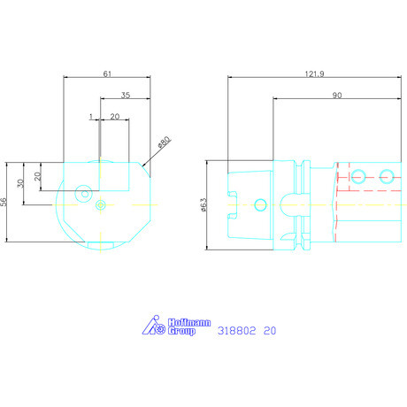 Swisstools Szerszámtartó axiális, 1-szeres, jobbos 20 mm