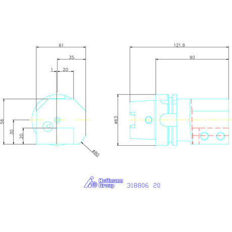 Swisstools Szerszámtartó axiális, 1-szeres, balos 20 mm