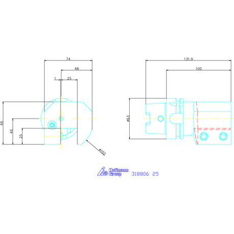 Swisstools Szerszámtartó axiális, 1-szeres, balos 25 mm