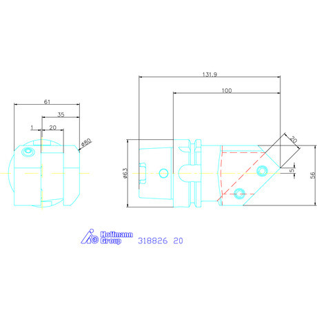 Swisstools Szerszámtartó ferde 45°, balos 20 mm