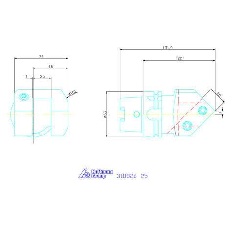 Swisstools Szerszámtartó ferde 45°, balos 25 mm