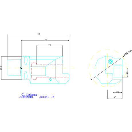 Eco szerszámtartó axiális, 1-szeres, jobbos 25 mm