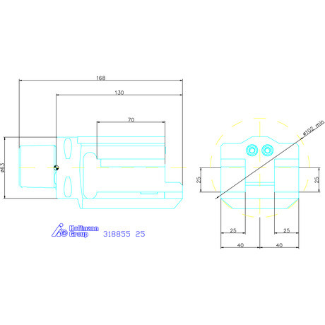 Eco szerszámtartó axiális, 2-szeres, jobbos 25 mm