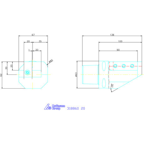 Swisstools Szerszámtartó axiális, 1-szeres, jobbos 20 mm