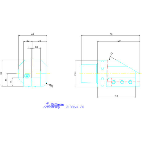 Swisstools Szerszámtartó axiális, 1-szeres, balos 20 mm