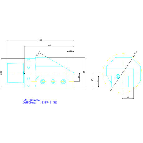 Szerszámtartó axiális, 1-szeres, balos 32 mm