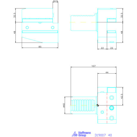 Holex Szerszámbefogó, Form B1 radiális, jobbos, rövid 40 mm