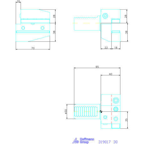 Holex Szerszámbefogó, Form B2 radiális, balos, rövid 30 mm