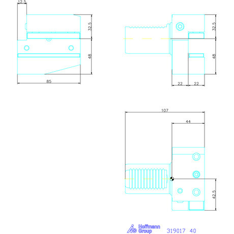 Holex Szerszámbefogó, Form B2 radiális, balos, rövid 40 mm