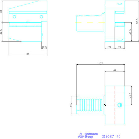 Holex Szerszámbefogó, Form B3 radiális, jobbos, rövid 40 mm