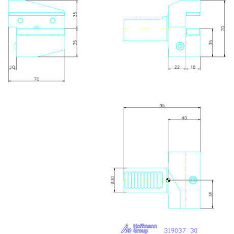 Holex Szerszámbefogó, Form B4 radiális, balos, rövid 30 mm