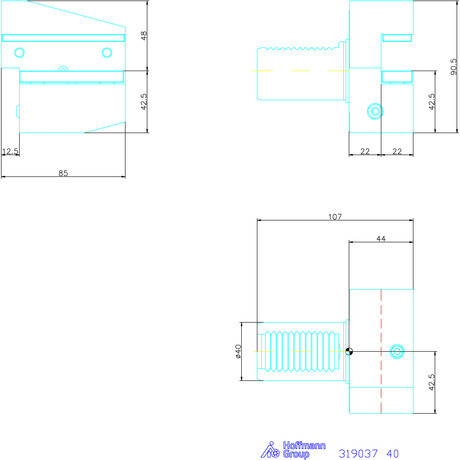 Holex Szerszámbefogó, Form B4 radiális, balos, rövid 40 mm