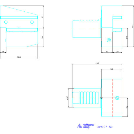 Holex Szerszámbefogó, Form B4 radiális, balos, rövid 50 mm