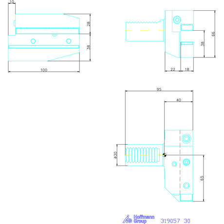 Holex Szerszámbefogó alaptartó Form B6 radiális, balos, hosszú 30 mm
