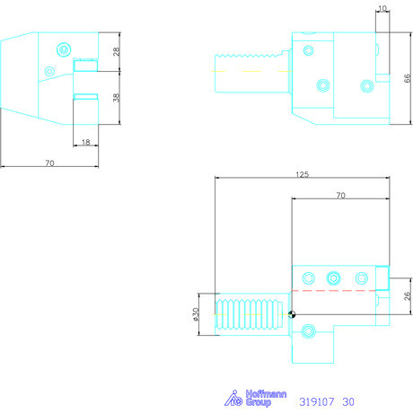 Holex Szerszámbefogó, Form C1 axiális, jobbos 30 mm