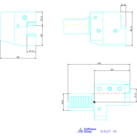 Holex Szerszámbefogó, Form C1 axiális, jobbos 40 mm