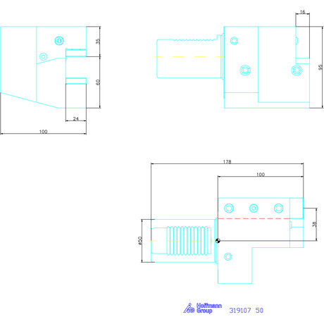 Holex Szerszámbefogó, Form C1 axiális, jobbos 50 mm