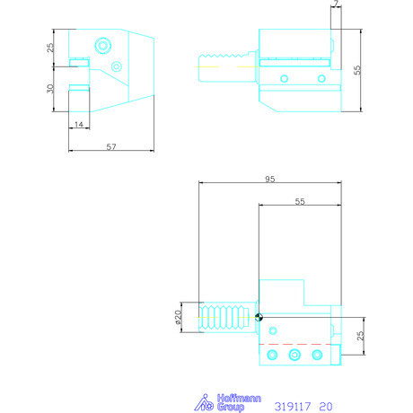 Holex Szerszámbefogó, Form C2 axiális, balos 20 mm