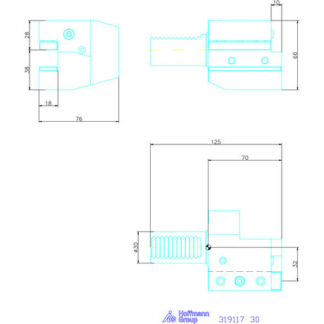 Holex Szerszámbefogó, Form C2 axiális, balos 30 mm