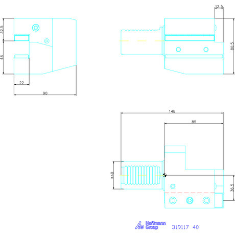 Holex Szerszámbefogó, Form C2 axiális, balos 40 mm