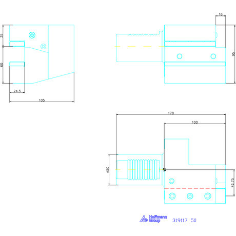 Holex Szerszámbefogó, Form C2 axiális, balos 50 mm