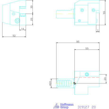 Holex Szerszámbefogó, Form C3 axiális, jobbos 20 mm