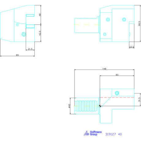 Holex Szerszámbefogó, Form C3 axiális, jobbos 40 mm