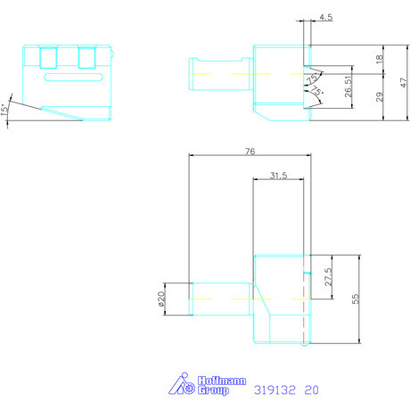 Garant Eco leszúró késtartó belső hűtőfolyadékkal 20 mm