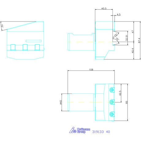 Garant Eco leszúró késtartó, fordított, belső hűtőfolyadékkal 40 mm