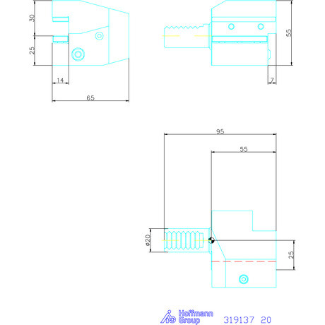 Holex Szerszámbefogó, Form C4 axiális, balos 20 mm