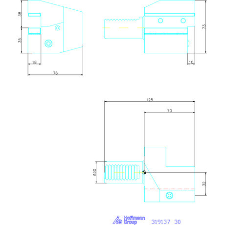 Holex Szerszámbefogó, Form C4 axiális, balos 30 mm