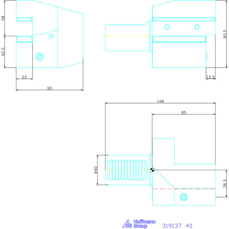 Holex Szerszámbefogó, Form C4 axiális, balos 40 mm