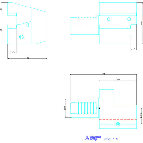 Holex Szerszámbefogó, Form C4 axiális, balos 50 mm