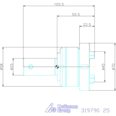 Menetmetsző tartó hosszkiegyenlítéssel hengeres 25 mm