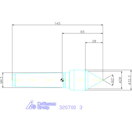 Pointtech Precíziós kivitelű forgócsúcs Csúcsszög 60° 3