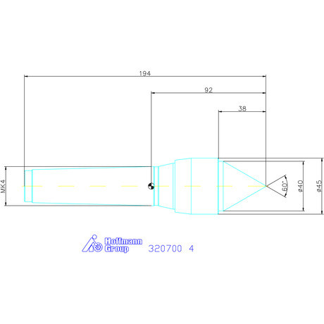 Pointtech Precíziós kivitelű forgócsúcs Csúcsszög 60° 4
