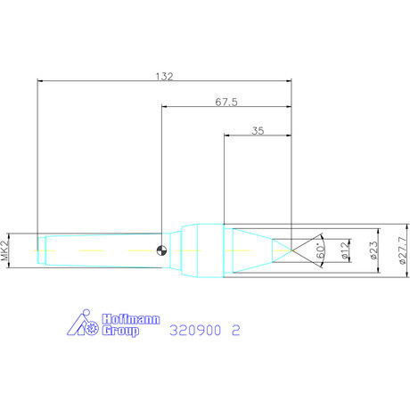 Pointtech Precíziós kivitelű forgócsúcs Csúcsszög 60° / 30° 2