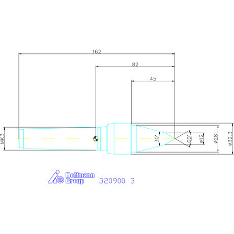 Pointtech Precíziós kivitelű forgócsúcs Csúcsszög 60° / 30° 3
