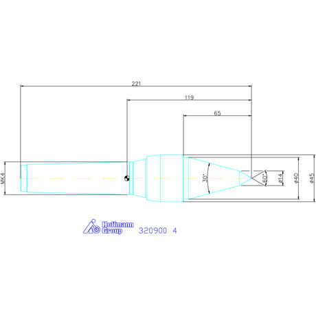 Pointtech Precíziós kivitelű forgócsúcs Csúcsszög 60° / 30° 4