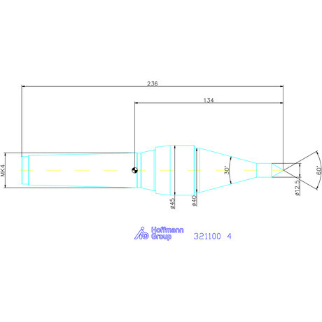 Pointtech Preciziós kivitelű forgócsúcs Csúcsszög 60° / 30° 4