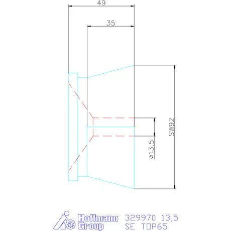 Hainbuch Szorítóvas sima 13,5 mm