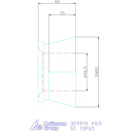 Hainbuch Szorítóvas sima 49,5 mm