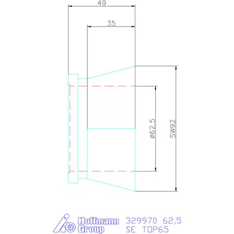 Hainbuch Szorítóvas sima 62,5 mm