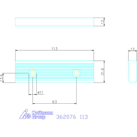 Holex Szorítópofa hosszanti recézéssel, másik oldal sima 113 mm