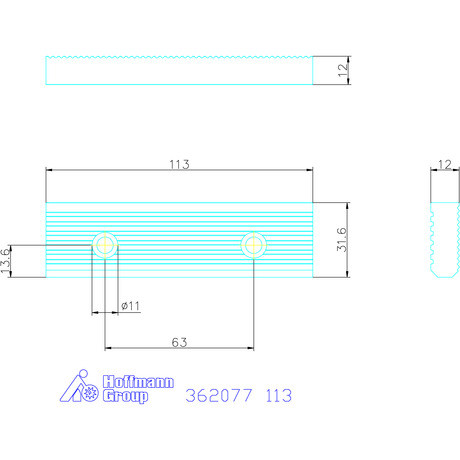Holex Szorítópofa finom recézéssel, másik oldal hosszanti recézéssel 113 mm